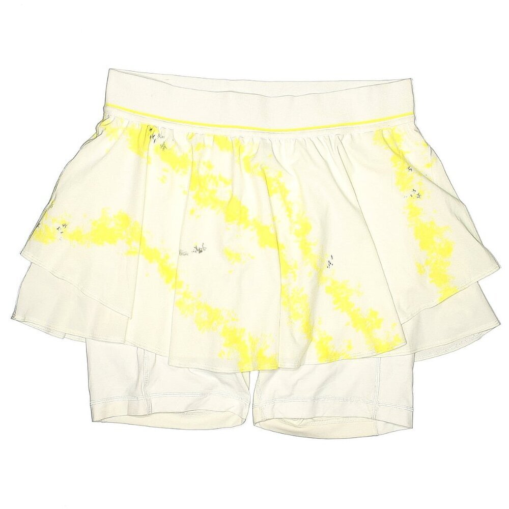LULULEMON skort Court Rival HR High Rise Tennis Skirt White Yellow Gray 12